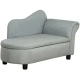 Homcom Kindersessel, Kindercouch, Kindersofa mit Stauraum, für Kinder 1,5-3 Jahre, Schlafsofa für Kinderzimmer, Leinenoptik, Massivholz, Hellgrau, 80 x 40 x 49 cm,