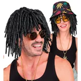 W WIDMANN MILANO Party Fashion - Jamaica Rasta Perücke, schwarze Dreadlocks, Kostüm Accessoire für Karneval & Party