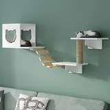 IMIDIA An Der Wand Montierte Katzen Kletterwand, Massivholz-katzenwandparkour, Katze Wandelement, Platzsparende DIY-Katzenkletterwand zum Klettern, Schlafen und Spielen (Size : S7-5PCS)