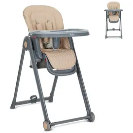 Lorelli Kinderhochstuhl PARTY Rollen Höhe Lehne Fußstütze Tisch sind einstellbar beige grau