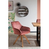 SalesFever Armlehnstuhl 1 St., Samtvelours-Polyester, 180° Drehplatte unter der Sitzfläche, rosa