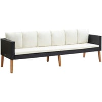 vidaXL 3-Sitzer-Gartensofa mit Auflagen Poly Rattan Schwarz