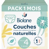 Biolane Windel Größe 4 ökologisch - Biolane - Größe 4 (7-18 kg) - Für empfindliche Haut - Besonders absorbierend, Keine Undichtigkeiten, 12 Stunden trocken - Ein-Monats-Packung 132 Windeln