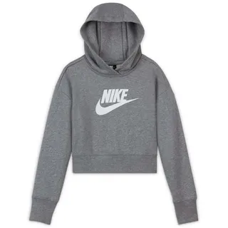 Nike Mädchen Sweatshirt Club French Terry Cropped Hoodie DC7210-091 122-128 - Carbon Heather/White - 122-128