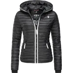 Steppjacke NAVAHOO "Kimuk Prc", Damen, Gr. L (40), schwarz, Oberstoff: 100% Nylon, Futter: 100% Polyester, Wattierung: 100% Polyester, Ärmelfutter: 100% Polyester, casual, figurbetont hüftlang, Langarm Ärmel ohne Ärmelschlitz Rippstrickbündchen kontrastfarben, Jacken, leichte Übergangsjacke mit Kapuze