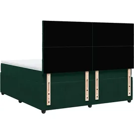 vidaXL Boxspringbett 180 x 200 cm Dunkelgrün