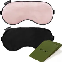 LILYSILK 100% reine Seide Schlafmaske 2Stk Augenbinde Natürliche Seide gefüllte Augenabdeckung Weiche hautfreundliche Schlafaugenmaske mit verstellbarem Riemen für Frauen und Männer