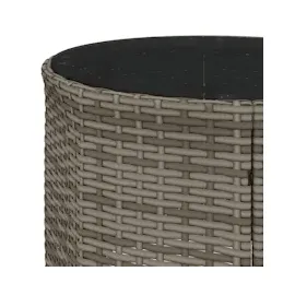 vidaXL Gartensofa mit Tisch und Kissen Halbrund Grau Poly Rattan