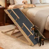 Große Hunderampe für Bett, Couch, extra breit, tragbar, aus Holz, 120 cm lang, rutschfeste Hunderampe für Couch, 6 verstellbare Höhen von 40 bis 71 cm für kleine, mittelgroße und große Hunde