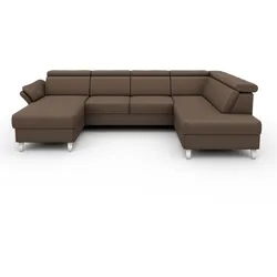 Wohnlandschaft SIT & MORE "Vincenzo U-Form", braun, B:317cm H:84cm T:93cm, Sofas, inklusive Kopfteilverstellung, wahlweise mit Bettfunktion, Bettkasten