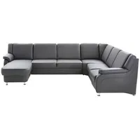 Beldomo Premium Wohnlandschaft, Anthrazit, Leder, Echtleder, Rindleder, 6-Sitzer, Ottomane links, nicht einzeln stellbar, Eckteil, U-Form, 329x239 cm, Goldenes M, Typenauswahl, Bettkasten erhältlich, Fußauswahl, Lederauswahl, Sitzqualitäten, seitenverkehrt Hocker Rückenfutter, individuell planbar, in den Filialen erhältlich, Wohnzimmer, Sofas & Couches, Wohnlandschaften, Wohnlandschaften in U-Form