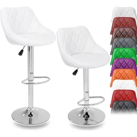 TRESKO 2er Set Barhocker Barstuhl 360° Frei Drehbar Sitzhöhenverstellung 60-80cm - Weiß