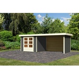 Karibu Gartenhaus Askola 3,5 mit 275 cm Schleppdach, Seiten- und Rückwand -19 mm-242 x 246 cm-terragrau - grau