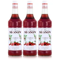 Monin Sirup Cranberry 1L - Cocktails Milchshakes Kaffeesirup (3er Pack)