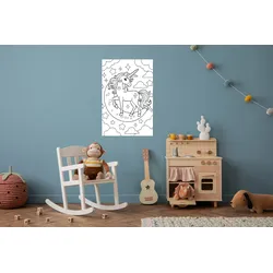 Wandsticker QUEENCE "Einhorn am Himmel", weiß, B:60cm, Vinyl, Wandtattoos, DIY-Wandsticker zum Bemalen