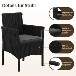 Yaheetech Gartenmöbel Set 4-tlg. Schwarz/Grau
