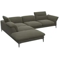 FLEXLUX Ecksofa Salino, Funktionssofa mit Ottomane, Relaxsofa, Ecksofa, Sofa mit Arm- und Kopfteil-Verstellungen, Kaltschaum & Stahl-Wellen grün