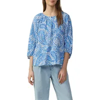 S.Oliver Strukturierte Relaxed-Fit-Bluse mit Raffungen und Raglanärmeln, Royalblau 40