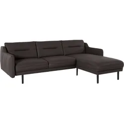 Ecksofa ANDAS "Nordfyn L-Form", braun, B:239cm H:81cm T:166cm, Struktur weich (100% Polyester), Luxus-Microfaser Lederoptik (100% Polyester), 100% NaturLEDER, Sofas, edles Design in 3 Bezugsqualitäten, Design by Morten Georgsen