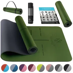 KESSER® Gymnastikmatte mit Tragegurt rutschfest TPE Yogamatte Gepolstert & rutschfest Fitnessmatte , 183 x 61  Trainingsmatte für Fitness Sportmatte, Pilates & Gymnastik Workout extradick