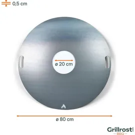 Grillrost.com Das Original Feuerplatte Ø 80 cm massiv 5 mm silber