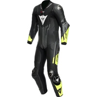 Dainese Misano 3 D-air, Lederkombi 1tlg. perforiert - Schwarz/Dunkelgrau/Neon-Gelb - 52