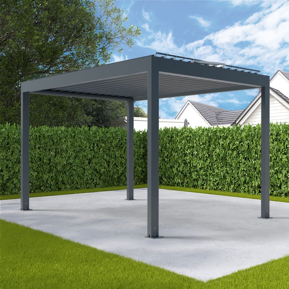 Pergola freistehend, Aluminium, mit Lamellendach, Anthrazitgrau RAL 7016, 4 Pfosten, individuell konfigurieren