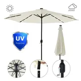 MuCoLa Sonnenschirm Ø3m LED Beleuchtung Strandschirm Beige mit LED - Beige