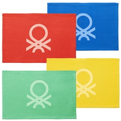 Benetton - Set mit 4 einzelnen Tischdecken, 30 x 45 cm, Regenbogenfarben, Polypropylen