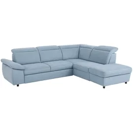 Home Affaire Ecksofa HOME AFFAIRE "Mauritius L-Form", blau (hellblau), B:276cm T:232cm, Struktur fein (100% Polyester);Luxus-Microfaser Lederoptik (100% Polyester);Soft clean (98% Polyester, 2% Polyamid), Sofas, Ecksofa, mit Ottomane, mit Kopfteil- und