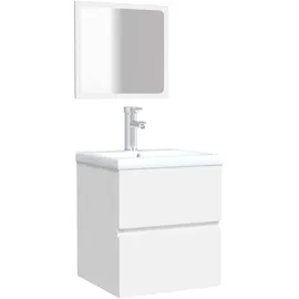 vidaXL Badschrank mit Spiegel 2-tlg. Weiß