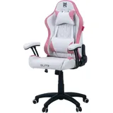 Elite Gaming-Stuhl für Kinder PULSE, ergonomisch, bis 120kg, verstellbare Höhe, Wippmechanik, Kissen (Weiß/Pink)