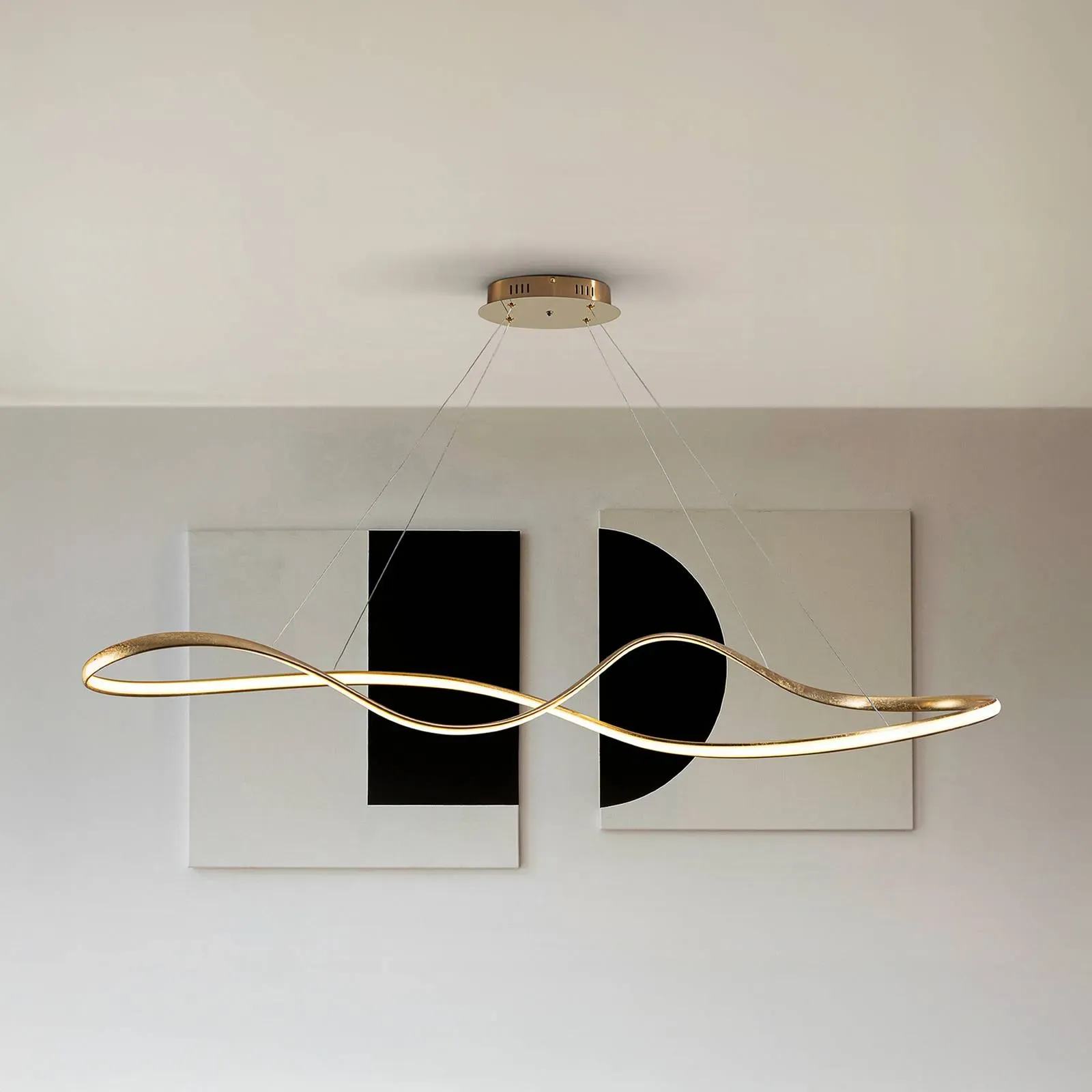 Schuller Valencia Hängelampe Lia, dimmbar, messing / gold, für Wohn- / Esszimmer, Metall, Modern - 146 cm - 50 cm - 20 cm
