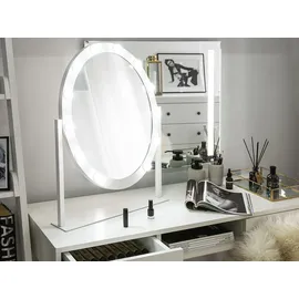 Beliani Badspiegel Weiß Metall, oval 50 x 60 cm