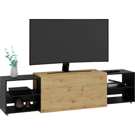 FMD TV-Board »Slide« 1 oder 2 Auszüge, mit Rollen, ausziehbar auf ca. 129 bzw. 195 cm schwarz (schwarz perl, artisan eiche), (14860430-0)