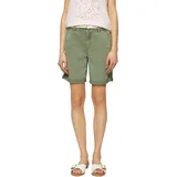 s.Oliver Chinoshorts S.OLIVER, Damen, Gr. 36, N-Gr, grün (shadow khaki), Obermaterial: 98% Baumwolle, 2% Elasthan, unifarben, regular fit kniefrei, Hosen Chinoshorts, Sommerhose mit geflochtenem Gürtel