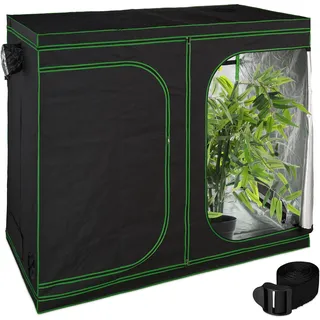 Relaxdays Growzelt, HxBxT: 200x240x120 cm, reflektierende Innenfolie, lichtundurchlässig, indoor Zuchtzelt, schwarz/grün