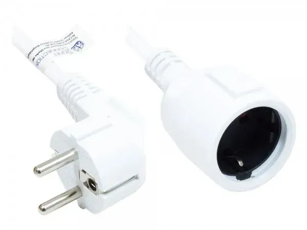Alcasa P0102-W050 Stromkabel Weiß 5 m Netzstecker Typ E+F Netzstecker Typ F