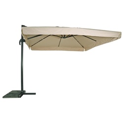 Casa Padrino Luxus Ampelschirm mit Ständer Anthrazit / Naturfarben 300 x 300 cm - Garten Sonnenschirm - Terrassen Sonnenschirm - Balkon Sonnenschirm - Garten Terrassen Balkon Accessoires