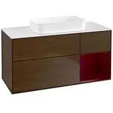 Villeroy & Boch Finion Waschtischunterschrank F711HBGN 120x60,3x50,1cm, Regal rechts Peony, Walnut veneer