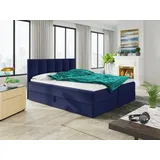 Sofnet Boxspringbett Star mit Topper, Bonell-Matratze und 2 Bettkästen, Doppelbett, Polsterbett, Bett (Dunkelblau (Kronos 09), 160 x 200 cm) - Dunkelblau