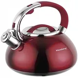 3 Liter Flötenkessel Whistling Kettle Teekanne Induktion Wasserkanne Wasserkessel Edelstahl Premium Rot