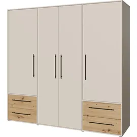 Forte Drehtürenschrank Mokkaris 205,9 x 200,1 x 58,8 cm Beige/Khaki