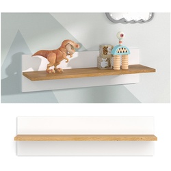 VitaliSpa Wandregal Hängeregal Ablageregal Malia Weiß Eiche modern 70x20 cm Kinderzimmer Regal Babyzimmerregal Kindermöbel Babymöbel Ablage Aufbewahrung