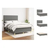 vidaXL Boxspringbett mit Matratze Dunkelgrau 140x190 cm Stoff