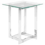 Beliani Beistelltisch Silber, Transparent, Glas, Quadratisch, 40x52x40 cm, Wohnzimmer, Wohnzimmertische, Beistelltische