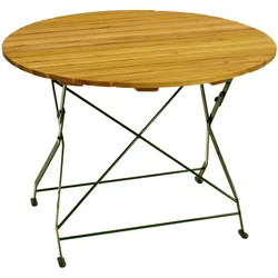 DEGAMO Klapptisch BAD TÖLZ 100cm rund, Flachstahl grün + Robinie