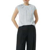 Comma, comma Satinbluse mit Rundhalsausschnitt, blau, 38