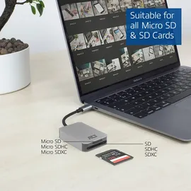 Act USB-C Kartenlesegerät für SD und Micro-SD, SD 4.0 UHS-II