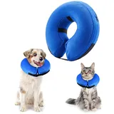 panemy Aufblasbare Halskrause Hund & Halskrause Katze, Halskrause Hund mit Verstellbarem Klettverschluss, Hunde Halskrause für Operationen oder Wundheilung, Anti-Beißen, Anti-Lecken (Blau, S)